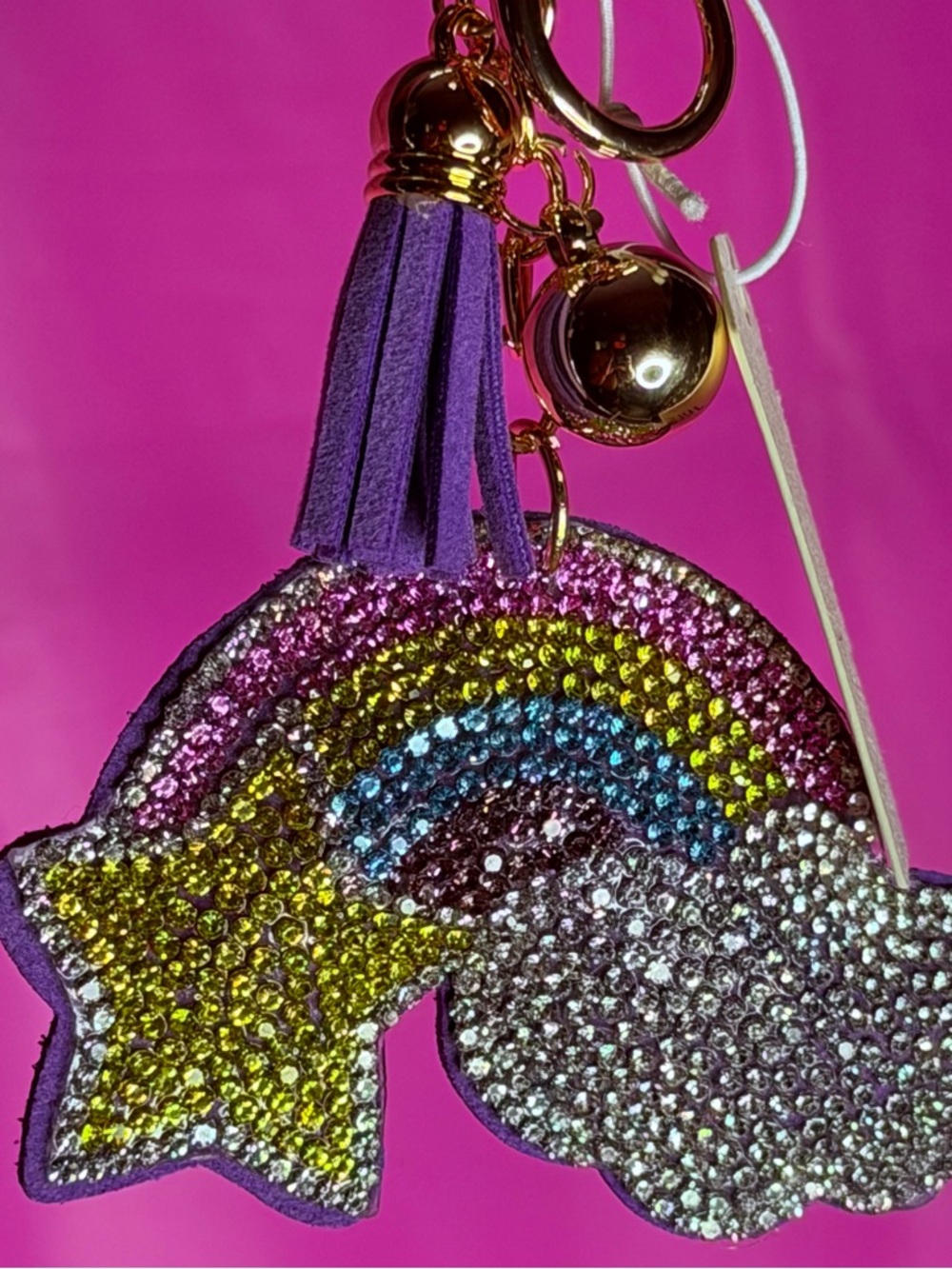 Purple Tassel Rainbow & Star Keyring Charm